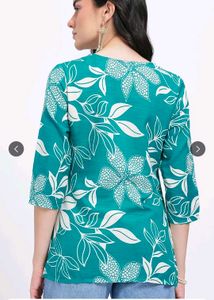 Teal Floral Print Kurta