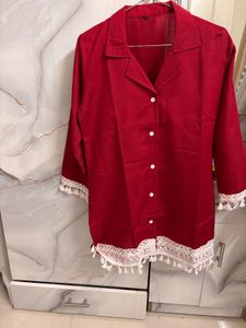 Maroon Kurta Set with Printed Palazzos