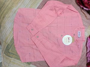 Fab india peach kids short chinese collar kurta