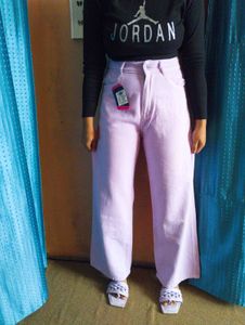 💜🤍 Waist:-32 Light Purple Wide Leg Jeans🤍
