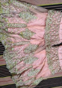 Exquisite Peach Embroidered gharara set