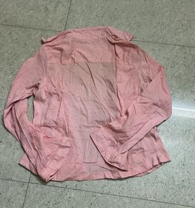 Chic Peach Striped Button-Up Shirt
