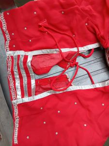 Stunning Reddish Pink Embellished Saree