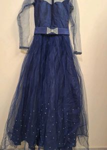 Elegant Navy Blue Embellished Gown