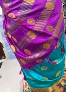 Beautiful Teal and Purple Saree in silk