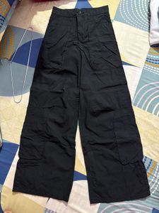 Black Cargo Wide Leg Pants