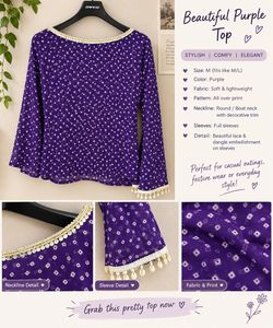 Purple printed one sleeve top 💜