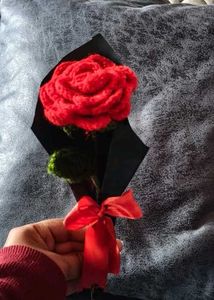 Handmade Crochet Red Rose Bouquet