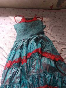 Beautiful Teal &amp; Red Lehenga Choli Set