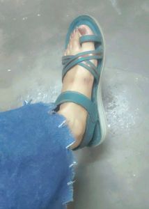Teal Strappy Flat Sandals