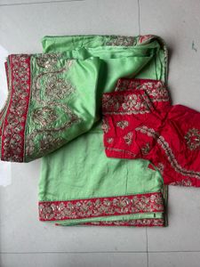 Beautifully Embroidered Saree with Blouse