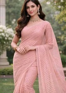 Light Green Embroidered Saree