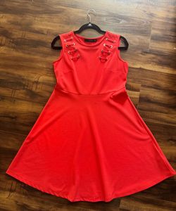 Coral A-Line Dress with Lace-Up Detail