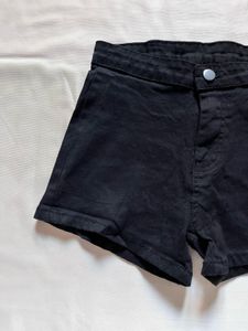 Black High-Waisted Denim Shorts