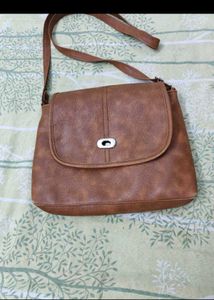 Brown Faux Leather Crossbody Bag