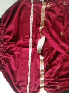 Maroon Sharara With Work Lace