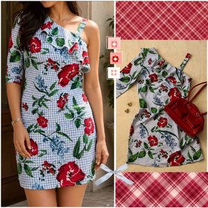Floral Print One-Shoulder Dress