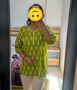 Lime Green Printed Kurti