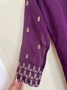 Elegant Purple Embroidered Dupatta Set