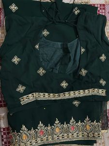 Elegant Green Embroidered Saree