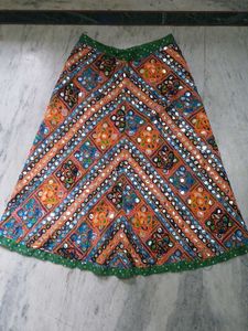 Boho Embroidered Mirror Work Ethnic Skirt