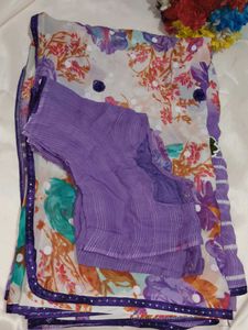 Vibrant Floral Print Saree with blouse