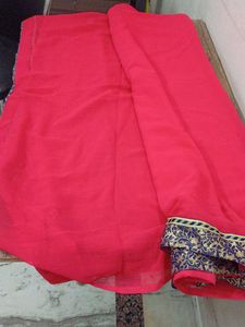 Vibrant tamatari Saree with Blue Border
