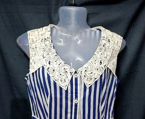 Classic Striped Dress with Crochet Collar
