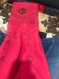 Elegant Pink Embroidered Saree
