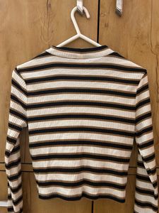 Striped Cropped Long Sleeve Top