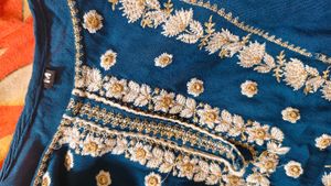 Embroidered Teal Kurti