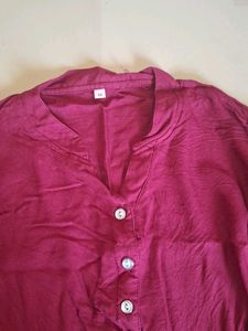 Maroon Embroidered Relaxed Fit Pajama Set