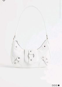 Cream Hobo Bag with Crocodile Accents
