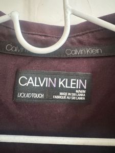 Calvin Klein - Striped Maroon Polo Shirt