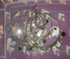 Boho Hoop Earrings with Coin Charms