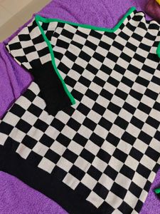 Checkered Turtleneck Sweater