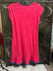 Chic Pink Ruffled Hem Dress