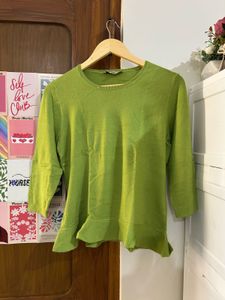 Lime Green Ruffled Hem Top