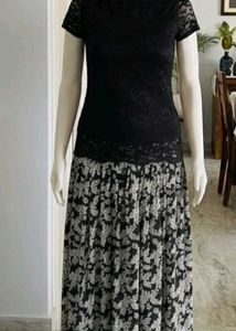 Premium Black Floral Print A-Line skirt