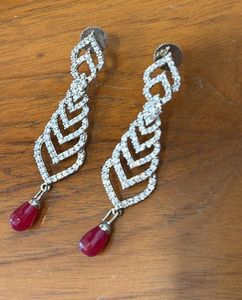 Elegant Dangle Earrings with Ruby Drops
