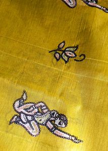 Vibrant Peacock &amp; Woman Print Saree