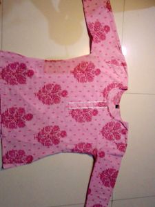 Pink Floral Print Kurta