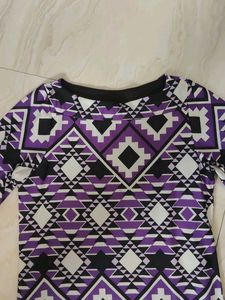 Purple Geometric Mini Print Dress