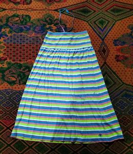Striped Halter Neck Maxi Dress