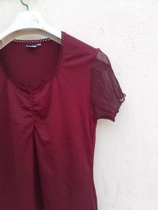Maroon Sheer Sleeve Top