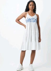 White and Blue Floral Summer Dress