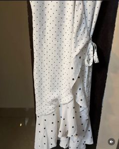 White Polka Dot Wrap Dress
