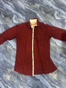Men's Solid Burgundy Casual Shirt