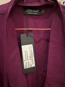 Plisse Wrap Dress with Bell Sleeves