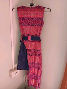 New Stylish Pink &amp; Navy Dress(FREE FLOWER CLIP)